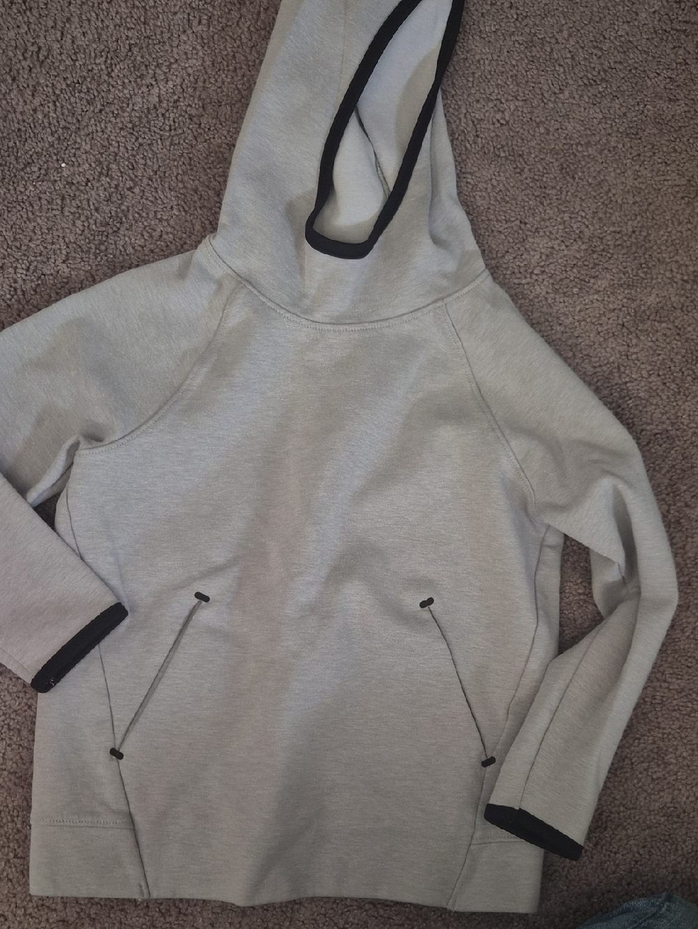 Light Gray Hoodie Sweater with Black Trim